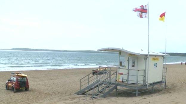 Lifeguard RNLI station at Tenby