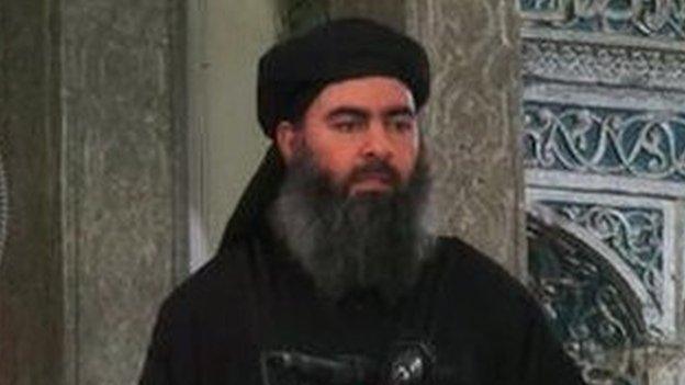 Still from Video showing ISIS chief Baghdadi in first video sermon, 4 July