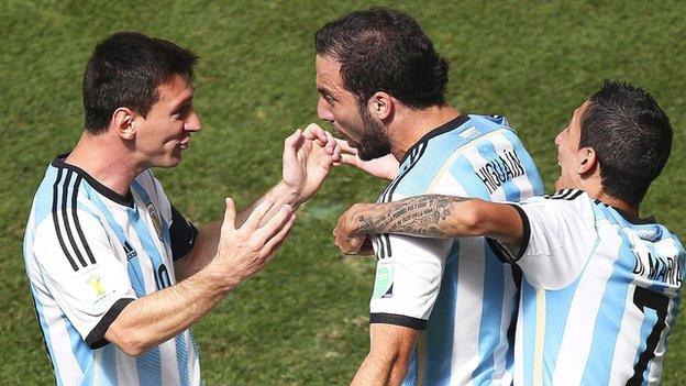 Argentina v Belgium - Gonzalo Higuain and Lionel Messi