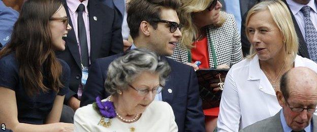 Martina Navratilova sits in the Royal Box