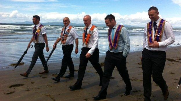 Orangemen on the beach in Rossnowlagh