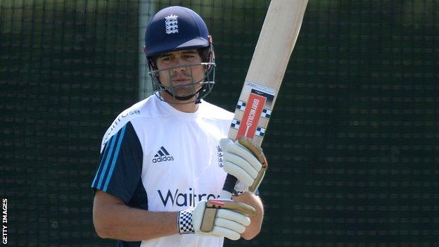 England captain Alastair Cook in practice ahead of the India Test series