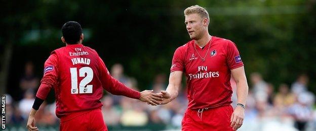 Andrew Flintoff in action for Lancashire