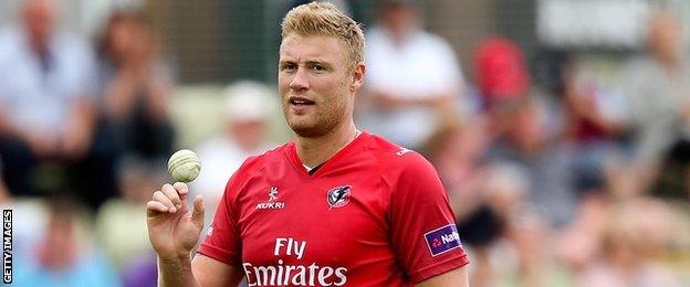 Andrew Flintoff in action for Lancashire