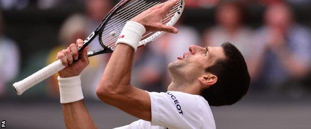 Novak Djokovic celebrates