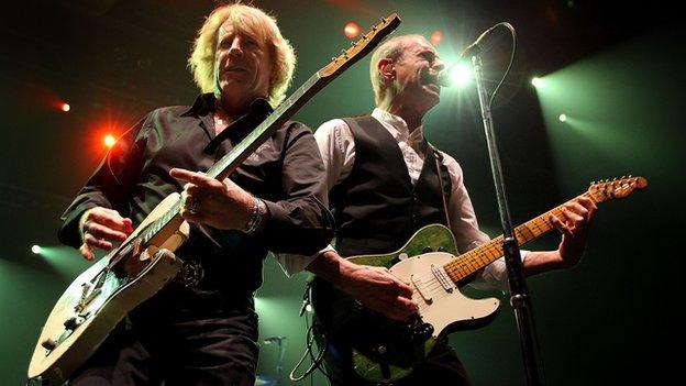 Rick Parfitt and Francis Rossi of Status Quo on stage in Perth, Australia, in 2010