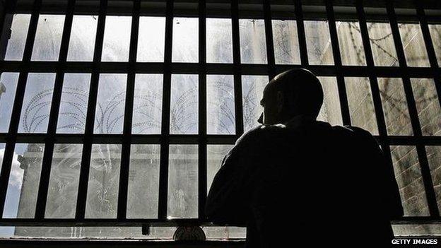 Man looking out of prison