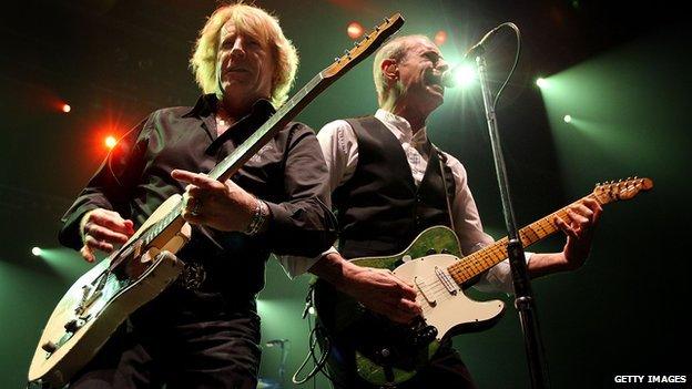 Rick Parfitt and Francis Rossi of Status Quo on stage in Perth, Australia, in 2010