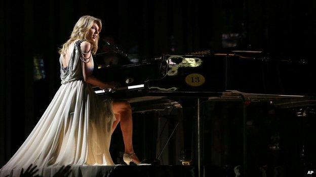 Taylor Swift at a piano