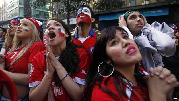 Chile football fans at World Cup