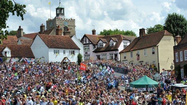 Tour de France passes through Finchingfield in Essex