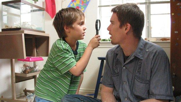 Ellar Coltrane and Ethan Hawke in Boyhood