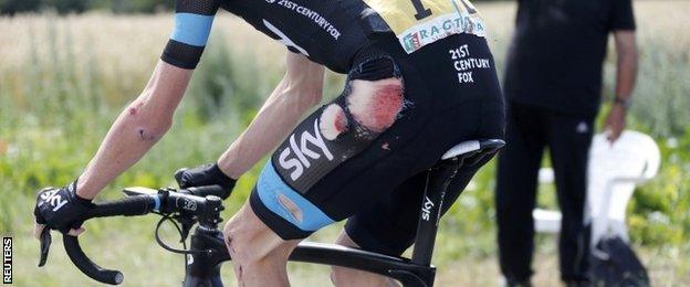 Chris Froome after his fall in the Tour de France