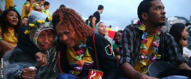 Brazil fans react with distress and disbelief to the rout by Germany