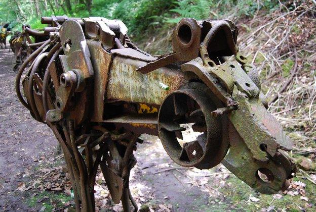 Metal cow on cycle route