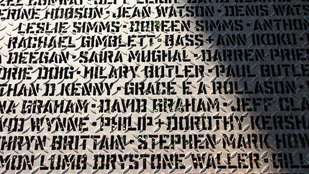 The Walk of Art, with the names of everybody who has contributed funds to the Yorkshire Sculpture Park