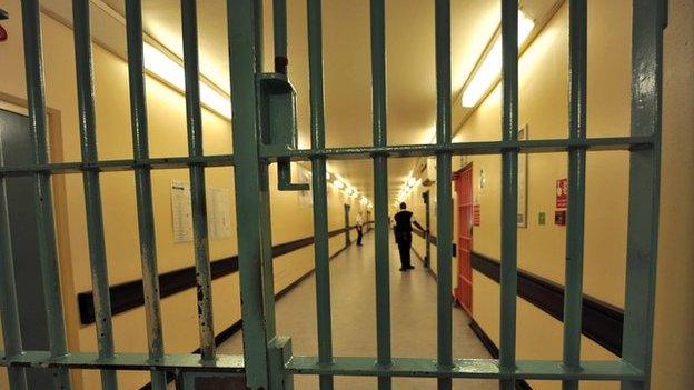 A barred door at a prison