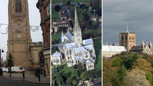 cathedrals - Derby, Salisbury and St Albans