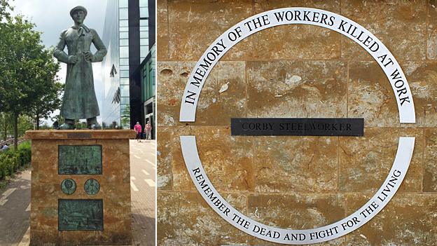 A monument to the steelworkers of Corby who were killed at work