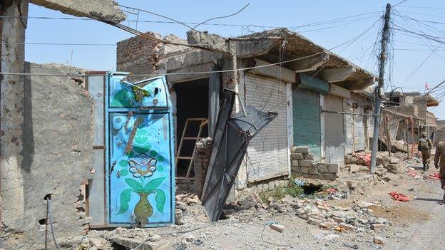 Destroyed building in Miranshah