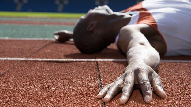 Athlete laying down