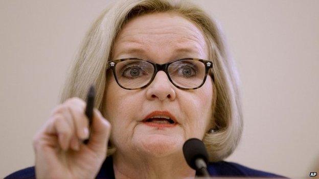 Senator Claire McCaskill on Capitol Hill in Washington 2 April 2014