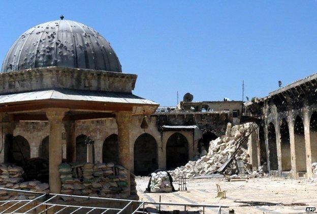 Aleppo Great Mosque - the minaret has been reduced to rubble