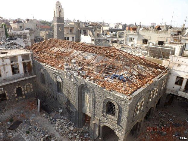 Homs Umm Zinnar Church - damaged