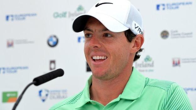 Rory McIIroy of Northern Ireland speaking to the media during the Irish Open Previews at Fota Island resort on June 18, 2014 in Cork, Ireland.