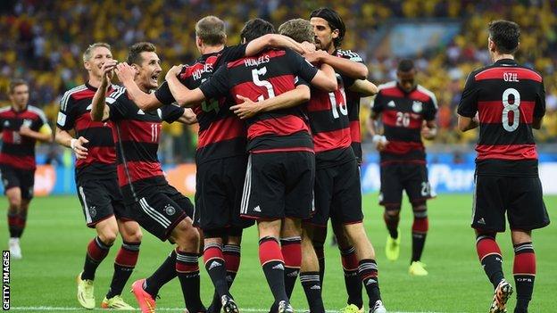 German players celebrate