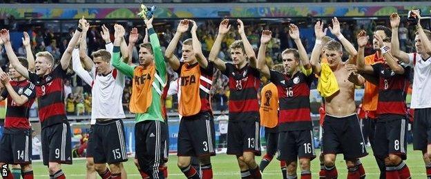 Germany's players acknowledge their fans