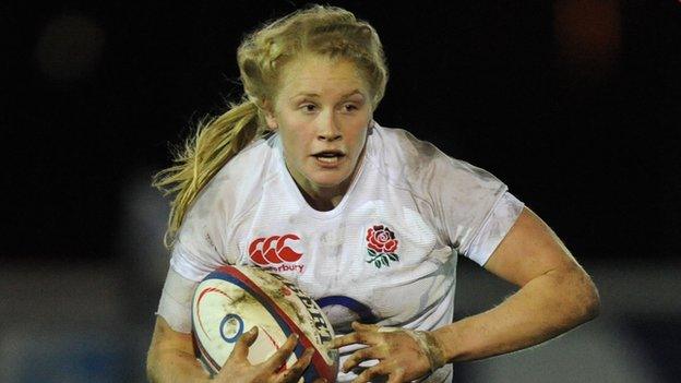 Alexandra Matthews of England Women in action during the England Women v New Zealand Womens match at the Army Rugby Stadium on November 27, 2012 in Aldershot, England.