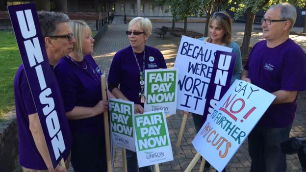 Picket line at Shirehall in Shrewsbury