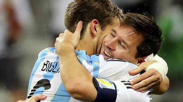 Lionel Messi celebrates