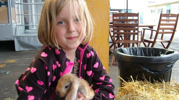 A little girl with a rabbit