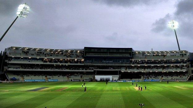 Edgbaston, home of Warwickshire County Cricket Club, at night