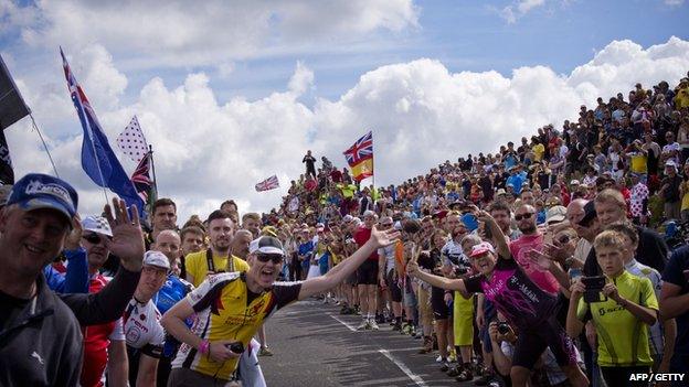 Crowds on Tour de France route