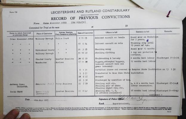 P Moor's charge sheet