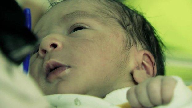 Baby in the Zaatari refugee camp