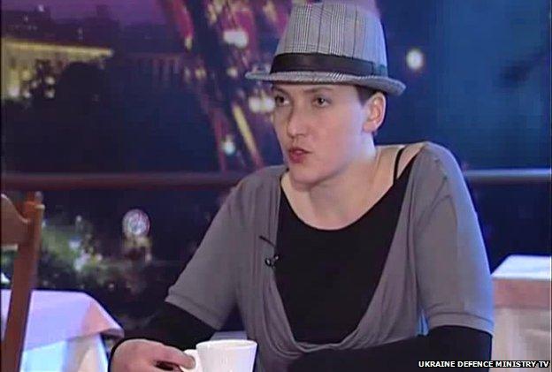 Nadia Savchenko speaks in a feature report by Ukrainian Defence Ministry TV