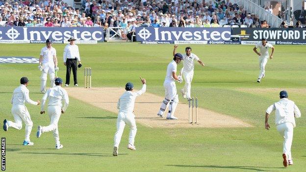 England captain Alastair Cook is bowled for five