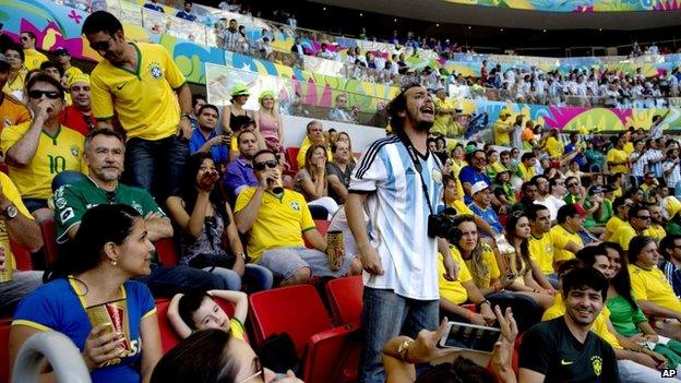 Argentine fan at quarter-final match against Belgium in Brasilia