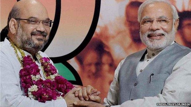 Amit Shah (left) with Narendra Modi