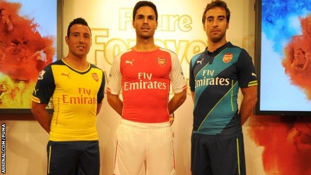 Arsenal's home, away and cup kits are unveiled at Carnaby Street in London