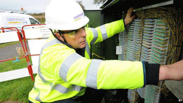 BT engineer at a street cabinet