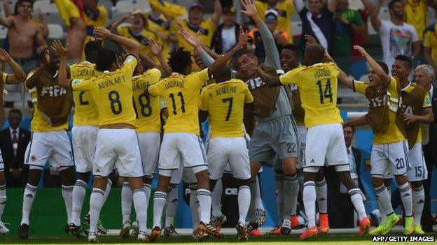 Colombia celebrate a goal