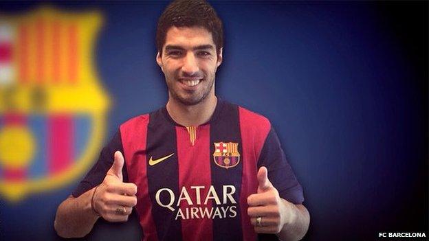 Luis Suarez pictured on the Barcelona website