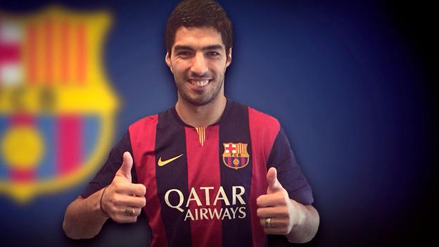 Luis Suarez pictured on the Barcelona website