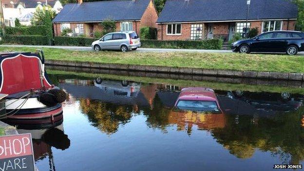 A car in Llangollen Canal