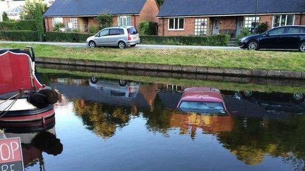 A car in Llangollen Canal